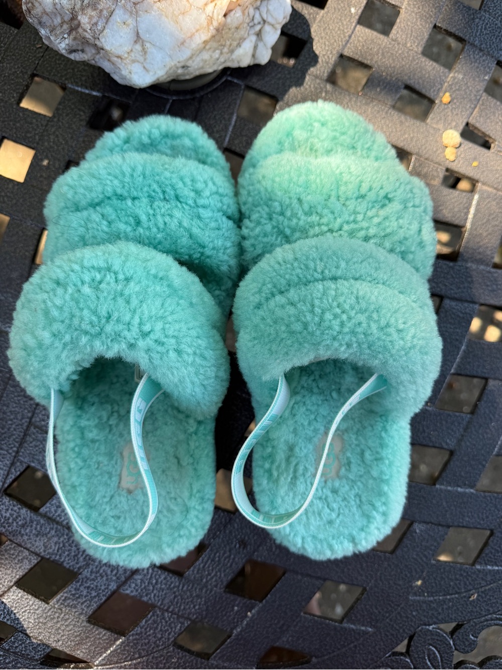 Ugg Plush Faux-Shearling Slide Slippers in Seafoam Green - Women